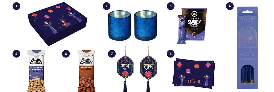 Everything inside Shubh Diwali Box, laid out