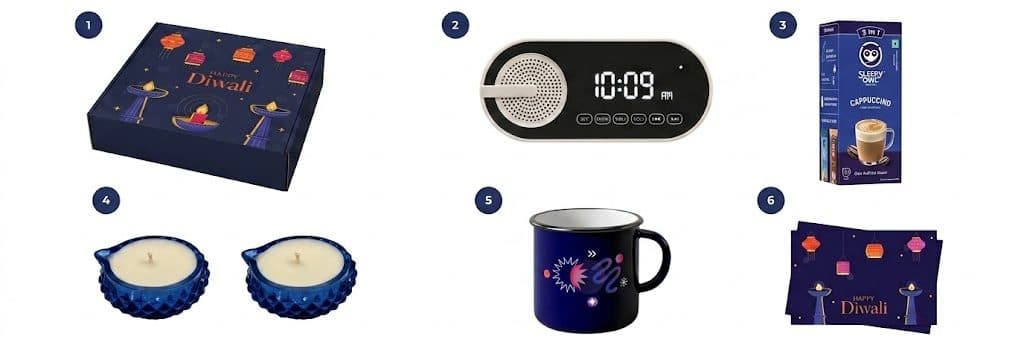 Everything inside Desk Essentials Gift, laid out