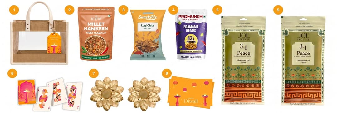 Everything inside Wholesome Gift Bag, laid out