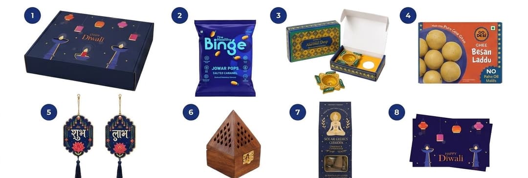 Everything inside The Midnight Diwali Box, laid out