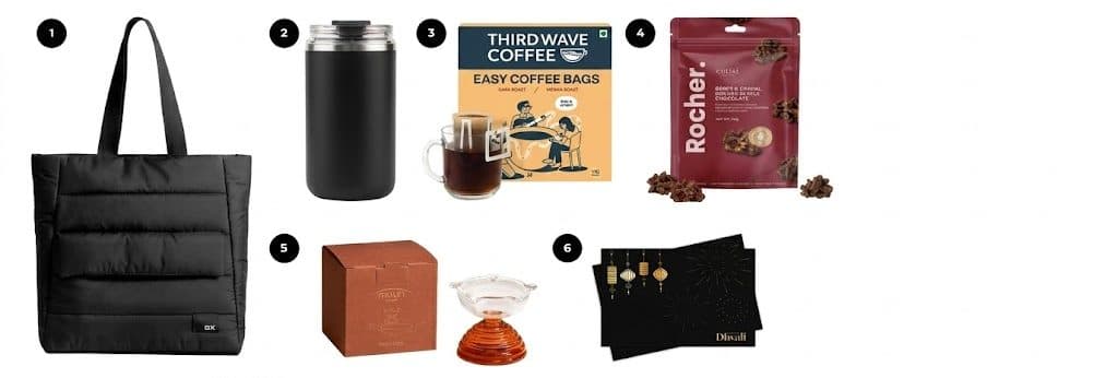 Everything inside Work From Home Diwali Gift, laid out
